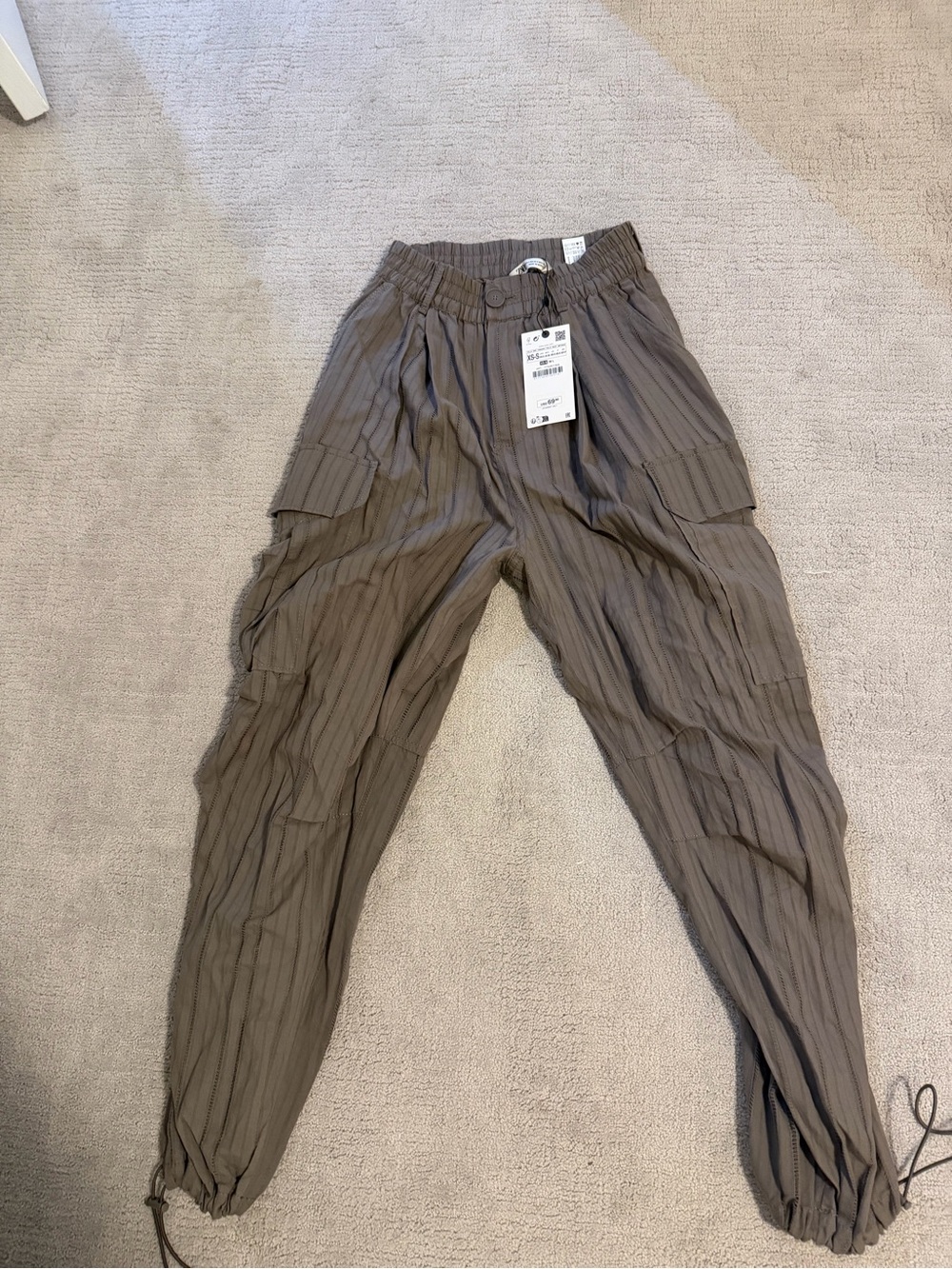 Zara Women’s flowy Cargo Jogger Pants - Khaki Brown